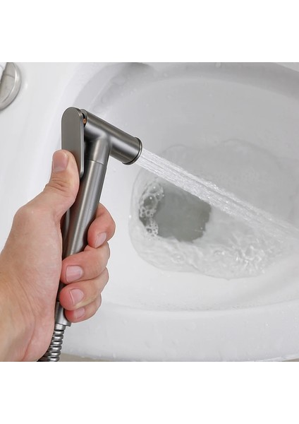 Krom 1,5 cm Hortum Stili Pirinç Siyah Duş Musluk Bide Musluk Yıkama Mikser Duş Soğuk ve Sıcak Su Mikser Vinç Duş Spreyi (Yurt Dışından)