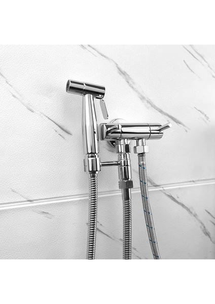 Yalnızca Pvc Hortum Stili Krom Cilalı El Bide Tuvalet Püskürtücü Banyo Hijyen Duş Seti Bebek Bezi Bez Püskürtücüler Bide Konektörü Tutucu G (Yurt Dışından) modelleri