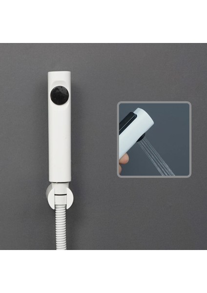 C Tipi Yalnızca Bide Stili Beyaz El Düzenlenen Tuvalet Bide Püskürtücü Banyo Shattaf Basma Düğmesi ile Taşınabilir Duş Başlığı Başlığı Yüksek Basınçlı Duş Seti (Yurt Dışından) indirimleri
