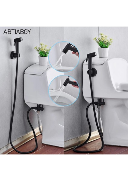 Yalnızca Tutucu Stili Siyah Bide Püskürtme Seti Tuvalet El Bide Taşınabilir Duş Shattaf Püskürtücü Jet Douche Seti Banyo Mutfak Bahçe Aksesuarı (Yurt Dışından)