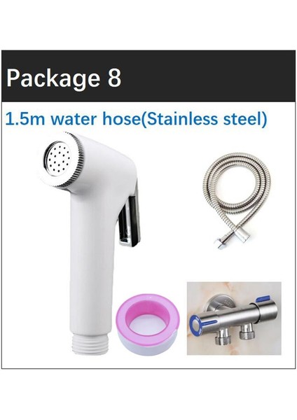 Paket 8 Tarzı Beyaz Tuvalet Püskürtme Tabancası Bide Kendini Temizleyici Su Hortumu Vana Seti Wc Banyo Musluk Duş Başlığı Abs Sprinkler Kızarma Püskürtücü (Yurt Dışından)