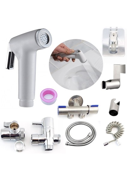 Paket 8 Tarzı Beyaz Tuvalet Püskürtme Tabancası Bide Kendini Temizleyici Su Hortumu Vana Seti Wc Banyo Musluk Duş Başlığı Abs Sprinkler Kızarma Püskürtücü (Yurt Dışından) fiyatları