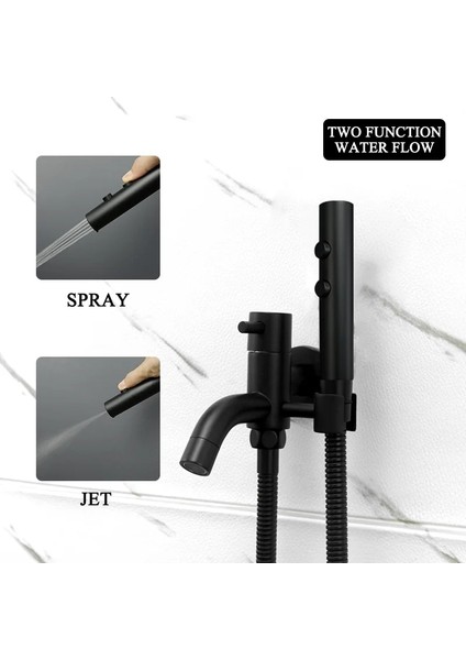 C Yalnızca Püskürtücü Stili Tuvalet Jet Sprey Duş Seti Mat Siyah Shattaf Douche Kiti Banyo Kızarma Spary Temizleyici Bide Musluk Tek Soğuk Su Musluk (Yurt Dışından) fiyatları