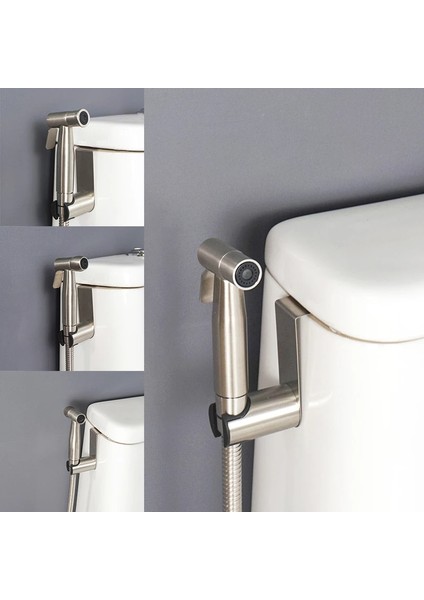 C Yalnızca Püskürtücü Stili Paslanmaz Çelik Iki Kurulum Tuvalet El Bide Musluk Banyo Bide Duş Püskürtücü Pirinç T Adaptörü Tankı Kancalı Tutucu (Yurt Dışından) modelleri