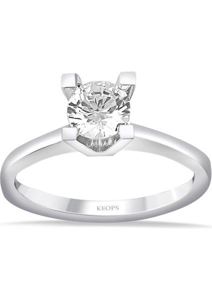 F Renk 0.50 Karat Pırlanta Tektaş Yüzük - Hrd Sertifikalı