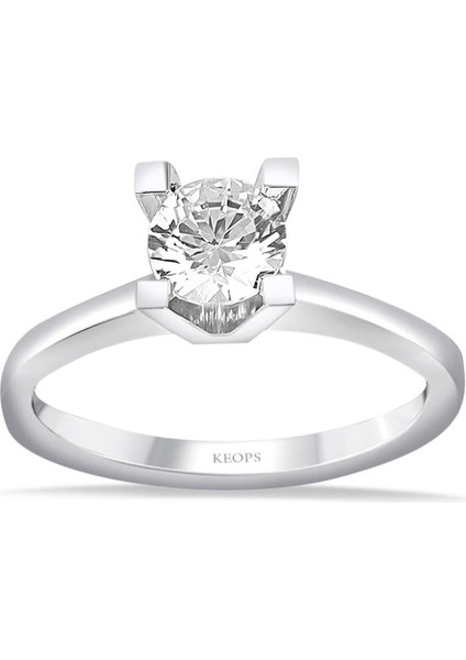 F Renk 0.50 Karat Pırlanta Tektaş Yüzük - Hrd Sertifikalı