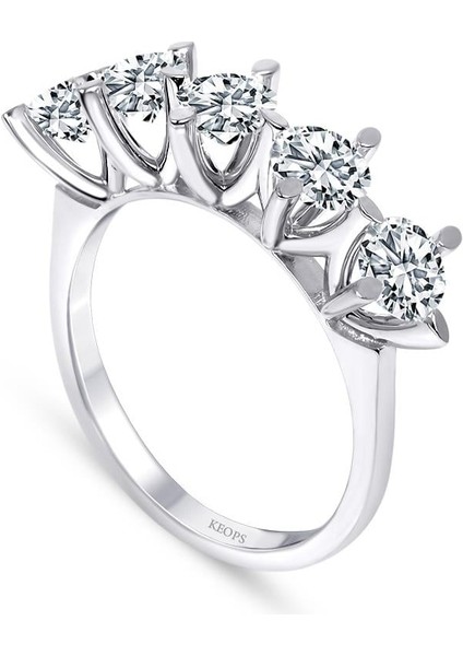 D Renk 1.50 Karat Pırlanta Beştaş Yüzük - Hrd Sertifikalı