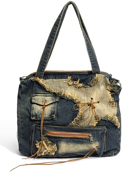 Kot Çanta, Büyük Kapasiteli Gündelik Omuz Çantası, Işe Gidip Gelirken Kullanılan Eskitilmiş Işlenmemiş Kenar, Üst Düzey Çapraz Çanta (Yurt Dışından)