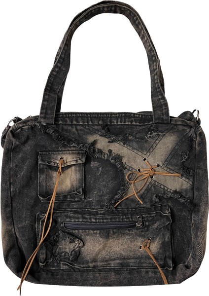 Kot Çanta, Büyük Kapasiteli Gündelik Omuz Çantası, Işe Gidip Gelirken Kullanılan Eskitilmiş Işlenmemiş Kenar, Üst Düzey Çapraz Çanta (Yurt Dışından)