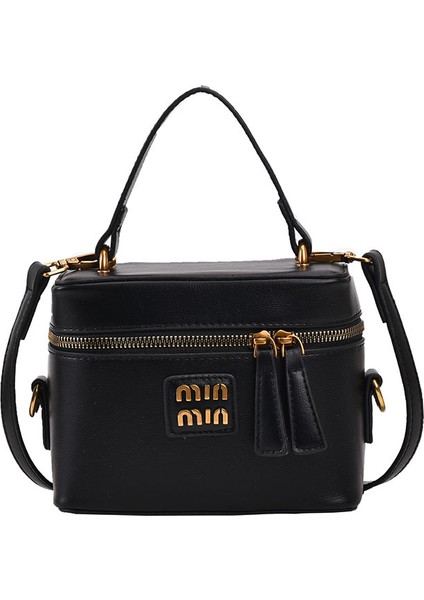 Kutu Taşınabilir Küçük Kare Çanta Kadın Retro Moda Moda Düz Renk Tek Omuz Crossbody Çanta (Yurt Dışından)