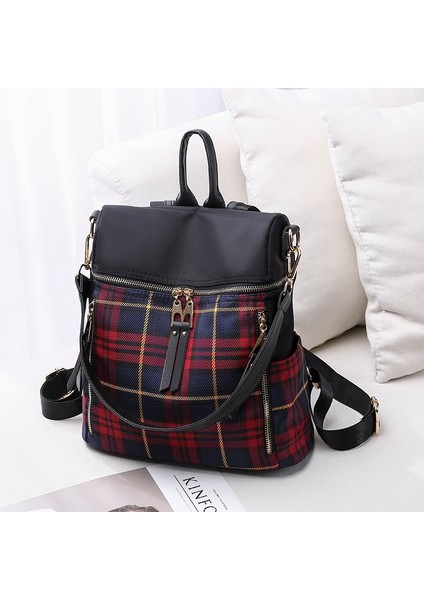 Yeni Ekose Avrupa ve Amerikan Çift Kullanımlı Sırt Çantası (Yurt Dışından)