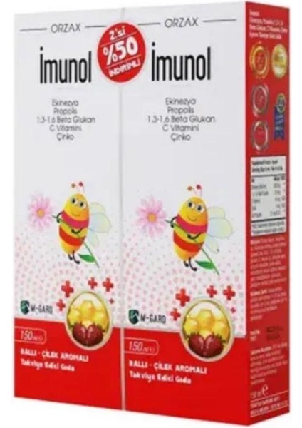 Ocean Imunol Ballı Çilek Aromalı Şurup 150 ml 2'li Paket