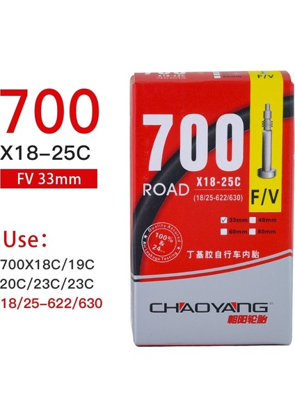 700 18-25C Fv 33MM Stili Dayanıklı Standart Iç Tüp Fransız Valf Bisiklet Lastiği Yol Bisikleti Döngüsü Butil Kauçuk Fv 80LLLL Lastik (Yurt Dışından)