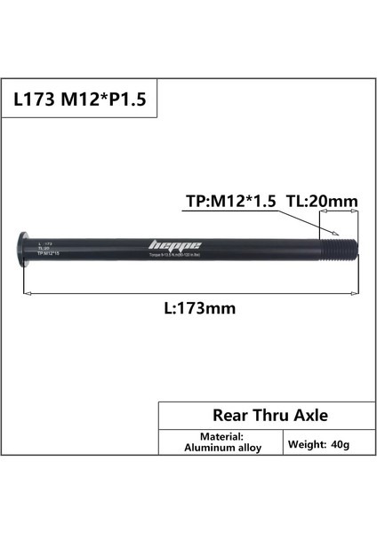 L173 M12X1.5 TL20 Stili Heppe Mtb Yol Bisikleti Thru Aks Arka Hub Thru Aks Ön Çatal Mil Skewerxxp1.0p1.5p1.75 (Yurt Dışından)