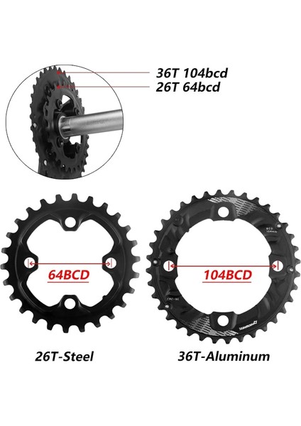 26T ve 36T Stili Prowheel Bcd Mtb Bisiklet Dişlileri Çift Aynakol Aynakol Dişli Dağ Bisikleti Aynakol Diş Plakası Parçaları (Yurt Dışından)