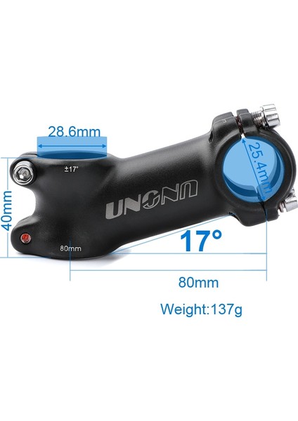 Liangduo Shop 25.4X80MM 17 Gövde Stili Uno Kök Mtb Bisiklet Gidon Ste Derece Ultralight Mtb Güç Bisiklet Masa Dağ Yolu Bicycl Gidon Kök (Yurt Dışından)