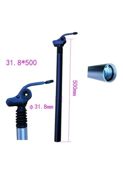 31.8X500 Siyah Stil Süspansiyon Sönümleme Koltuk Tüpü E-Bisiklet Seatpost Katlanır Bisiklet Alüminyum Alaşımlı Eyer Direği (Yurt Dışından)