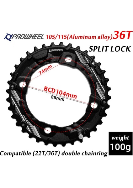 22-36T Stili Için 36T Al Prowheel Mtb Bcd Çift Aynakol 2* Hız Bisiklet Zinciri Yüzük Dağ Bisikleti Aynakol Mtb Aynakol (Yurt Dışından)