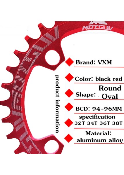 Oval 36T Siyah Stil Motsuv Bisiklet mm Krank T Aynakol Yuvarlakoval Bcd Mtb Aynakol Alıvıo Sramnx Gx X1 Krank Için (Yurt Dışından)