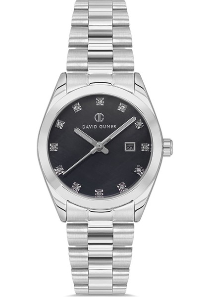 Siyah Kadranlı Gümüş Kaplamalı Kadın Kol Saati