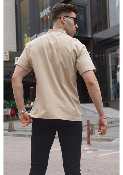 Bej Polo Yaka Basic Erkek Tişört 6126 fiyatları