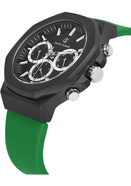 Gun Kaplamalı Siyah Kadranlı Yeşil Silokon Kordonlu Erkek Kol Saati fiyatları