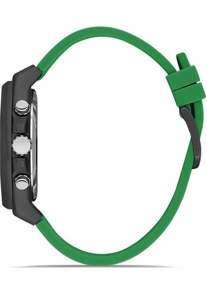 Gun Kaplamalı Siyah Kadranlı Yeşil Silokon Kordonlu Erkek Kol Saati modelleri