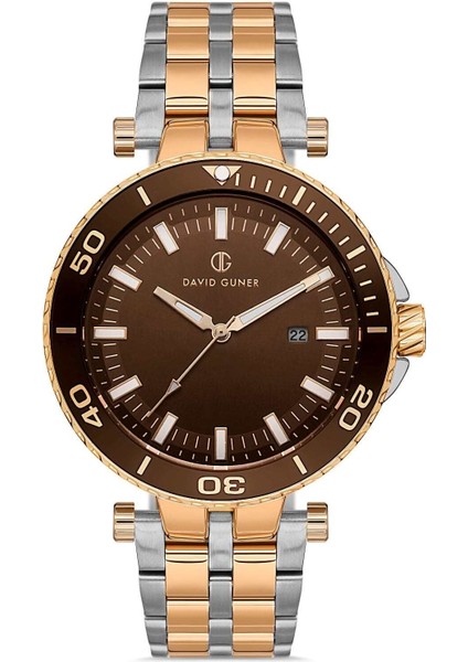 Kahverengi Kadranlı Rose Gümüş Kaplamalı Takvimli Erkek Kol Saati