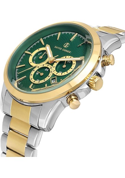Yeşil Kadranlı Sarı Gümüş Kaplamalı Takvimli Erkek Kol Saati fiyatları
