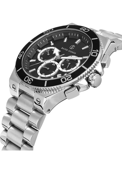 Siyah Kadranlı Gümüş Kaplamalı Multifonksiyonlu Erkek Kol Saati fiyatları