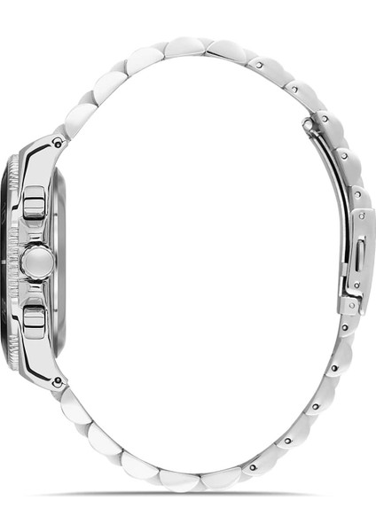 Siyah Kadranlı Gümüş Kaplamalı Multifonksiyonlu Erkek Kol Saati modelleri