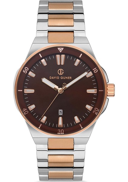 Kahverengi Kadranlı Rose Gümüş Kordonlu Erkek Kol Saati