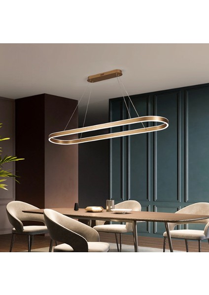 Gold Oval 90*40CM 3 Işık Rengi, Kumandalı, LED Lamba,sarkıt Avize,modern Aydınlatma,