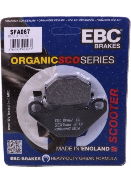 SFA067 2014-2024 Peugeot Django 125 Uyumlu Arka Fren Balatası Organik Balata