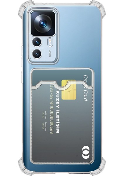 Xiaomi Mi 12T Pro Kapak Kamera Korumalı Kartlıklı Darbe Emici Özellikli Şeffaf Silikon Kılıf