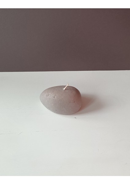 Taş Şekilli 3 Adet Küçük Mum Gri 7x5 cm