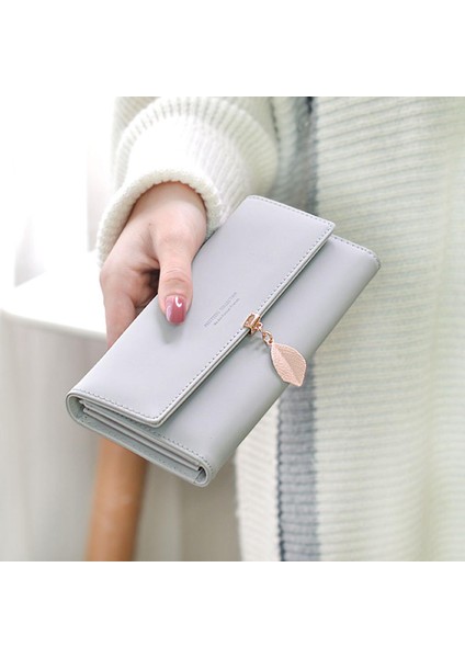 2019 Yeni Kadın Cüzdan Çanta Yeni Yaprak Tasarımı Uzun Cüzdan Öğrenci Çok Fonksiyonlu Büyük Kapasiteli Cüzdan (Yurt Dışından)