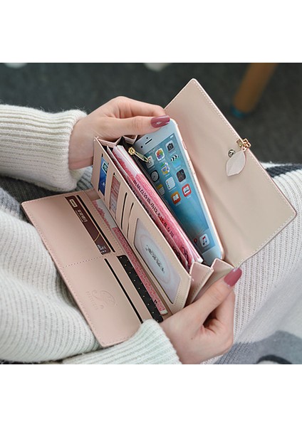 2019 Yeni Kadın Cüzdan Çanta Yeni Yaprak Tasarımı Uzun Cüzdan Öğrenci Çok Fonksiyonlu Büyük Kapasiteli Cüzdan (Yurt Dışından) fiyatları