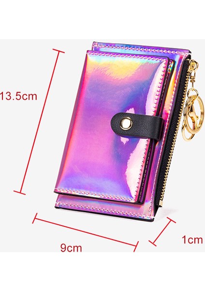 Moda Holografik Kadın Cüzdan Para Çantası Ince Ince Küçük Mini Cüzdan Pembe Kadın Bozuk Para Cüzdanı Kısa Bayanlar Cüzdan Ince Vallet (Yurt Dışından) modelleri