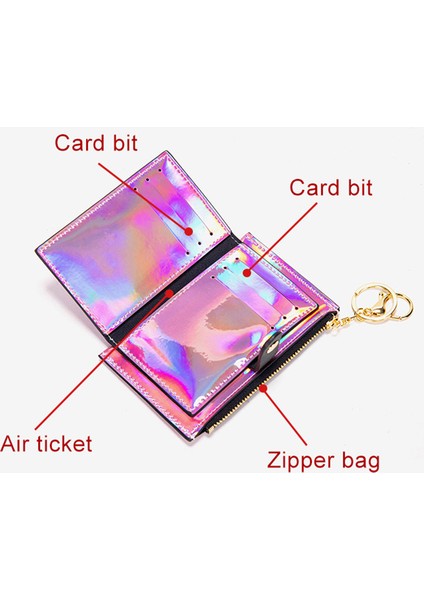 Moda Holografik Kadın Cüzdan Para Çantası Ince Ince Küçük Mini Cüzdan Pembe Kadın Bozuk Para Cüzdanı Kısa Bayanlar Cüzdan Ince Vallet (Yurt Dışından) indirimleri