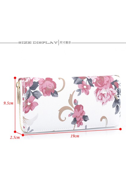2022 Kadın Gül Desenli Cüzdan Uzun Çanta Moda Vahşi Fermuarlı El Çantası Çoklu Kart Cüzdan Kart Tutucu Cartera (Yurt Dışından) indirimleri