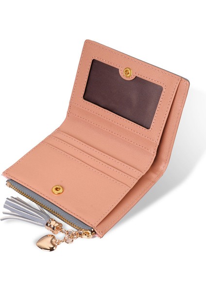 Moda Püskül Kolye Cüzdan Kısa Siyah Gri Patchwork Kadın Çanta Kredi Kartı Tutucu Taşınabilir Fermuar Kese Debriyaj Para Klip (Yurt Dışından) fiyatları