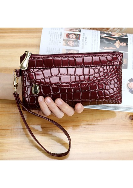 Rugan Kadın Cüzdan Nadas Uzun Bayanlar Çift Fermuarlı Cüzdan Debriyaj Çanta Tasarım Kırmızı Çanta Timsah Çantalar (Yurt Dışından) fiyatları