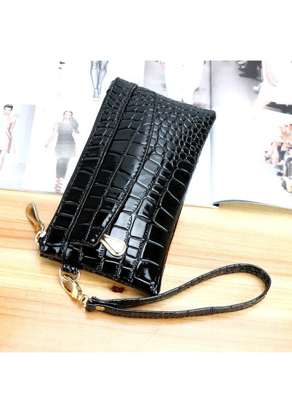 Rugan Kadın Cüzdan Nadas Uzun Bayanlar Çift Fermuarlı Cüzdan Debriyaj Çanta Tasarım Kırmızı Çanta Timsah Çantalar (Yurt Dışından) fırsatları