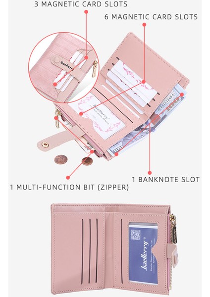 Baellerry Kadın Kısa Cüzdan Taş Şerit En Kaliteli Kart Tutucu Klasik Kadın Çanta Fermuar Cüzdan Kız Için (Yurt Dışından) modelleri