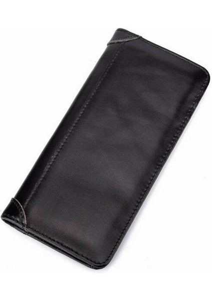 Deri Çanta Inek Derisi Erkek Bifold Çanta Uzun Tasarımcı Para Cebi Kart Sahibinin Debriyaj Vintage Erkek Cüzdan (Yurt Dışından)
