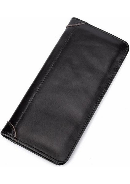 Deri Çanta Inek Derisi Erkek Bifold Çanta Uzun Tasarımcı Para Cebi Kart Sahibinin Debriyaj Vintage Erkek Cüzdan (Yurt Dışından)