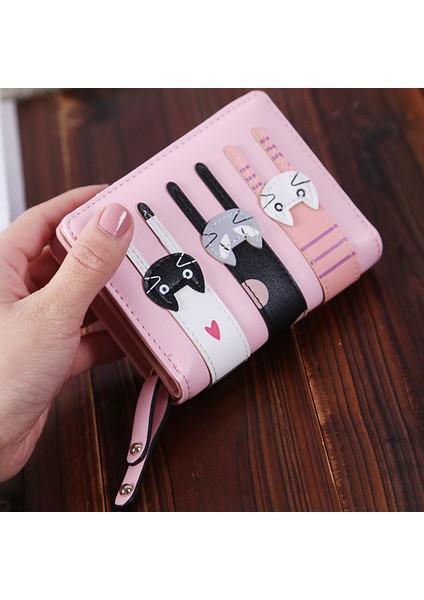 Kadın Cüzdan Pu Deri Karikatür Kedi Kadın Küçük Cüzdan Marka Tasarlanmış Bozuk Para Cüzdanı Kadın Kart Tutucu Sevimli Kız Cüzdan (Yurt Dışından) indirimleri