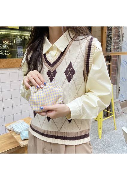 Pamuklu Kumaş Ekose Cüzdan Ruj Çanta Kadın Vintage Yumuşak Kumaş Depolama Kılıfı Tatlı Bozuk Para Çantaları Sevimli Kız Basit El Çantası (Yurt Dışından) fiyatları