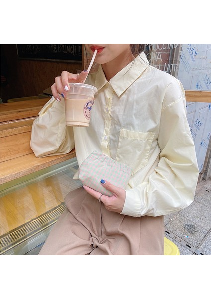 Pamuklu Kumaş Ekose Cüzdan Ruj Çanta Kadın Vintage Yumuşak Kumaş Depolama Kılıfı Tatlı Bozuk Para Çantaları Sevimli Kız Basit El Çantası (Yurt Dışından) fırsatları